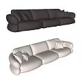 Modern Three Seater Leather Sofa In Beige And Brown With Soft Cushions