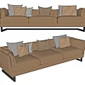 Modern Three-Seater Leather Sofa With Various Colored Pillows And Sleek Design 3d model