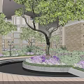 Serene Lush Garden Landscape Around Residential Buildings With Trees Flower Beds and Reflecting Pond
