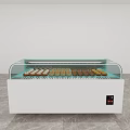 White Display Showcase with Glass Door Lighting and Assorted Pastries for Retail Store