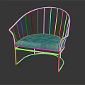 Modern Leisure Chair With Metal Frame Blue Cushioned Seat And Curved Backrest