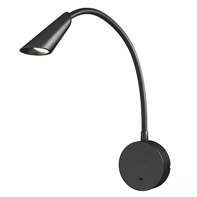 Modern Black Wall Lamp With Curved Arm And Round Base For Home Lighting Decor 3d model