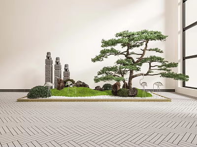 New Chinese style landscape sketch plant landscaping pine shrub 3d model