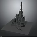 3D Architectural Castle Model Design Featuring Intricate Towers Platform Base And Structures