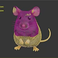 Gray Mouse Standing Upright with Large Pink Ears and Pink Paws on Black Background
