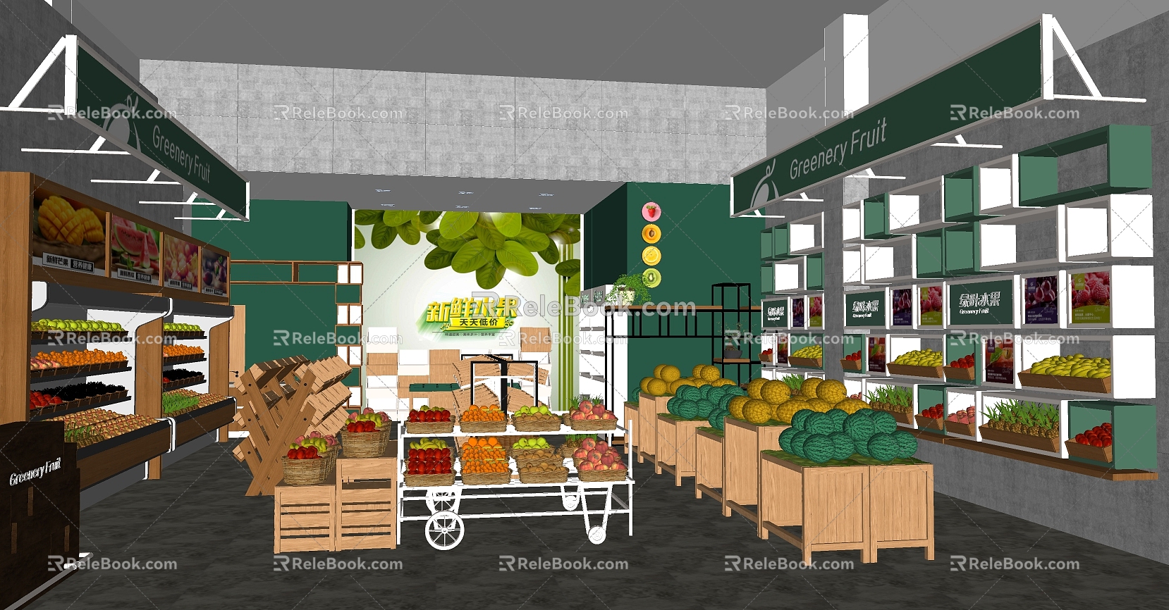 Modern Fruit Shop 3d model