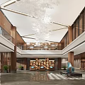 Luxury Modern Hotel Lobby Interior With High Ceiling Grand Chandelier Wooden Elements And Marble Flooring