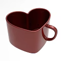 Heart Shaped Red Ceramic Mug With Handle For Home Decorative Use 3d model