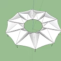 White Umbrella Shaped Outdoor Canopy With Multiple Triangular Sections And Supporting Poles 3d model