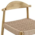 Natural Wooden Frame Bar Stool With Woven Seat And Detailed Craftsmanship