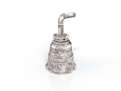 Metallic Industrial Equipment With Curved Pipe Tower Like Structure And Textured Surface 3d model
