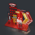 Functional Energy Station Display With Red Theme Energy Drinks And Promotional Elements 3d model