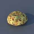 Freshly Baked Nutty Round Bread Topped With Mixed Seeds On Gray Surface