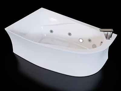 Sleek White Freestanding Bathtub With Modern Design Massage Jets And Chrome Fixtures 3d model