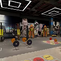 Modern Fitness Gym With Workout Equipment Weight Plates And Exercise Mats