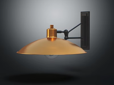 Stylish Gold Wall Mounted Lamp With Black Arm For Modern Home Decor 3d model