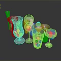 Animal Shaped Transparent Glassware In Various Sizes And Shapes On Black Background With Reflections
