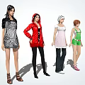 Modern game character girl 3d model