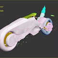 Futuristic Sleek White Motorcycle With Blue Accents And Green Glowing Particles