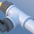 White And Yellow Plumbing Connector With Hexagonal Joints For Household Use