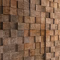 Natural Wooden Wall With Varied Wood Blocks And Warm Natural Texture