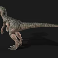 Realistic 3D Dinosaur Model With Green Beige Skin And Yellow Eyes