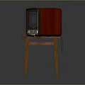 Vintage Television Placed On Wooden Table With Retro Design