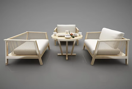 New Chinese Style Casual Sofa Combination Casual Table and Chair 3d model