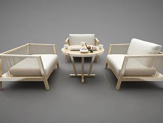 New Chinese Style Casual Sofa Combination Casual Table and Chair 3d model