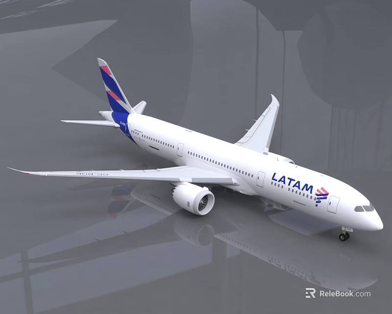 LATAM Passenger Airplane With White Fuselage Blue Red Tail And Engines 3d model 