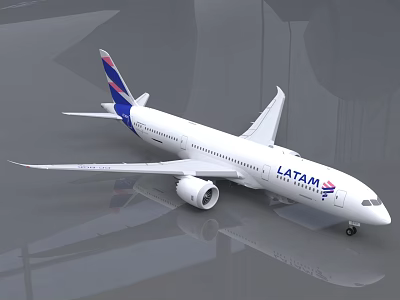 LATAM Passenger Airplane With White Fuselage Blue Red Tail And Engines 3d model