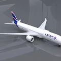 LATAM Passenger Airplane With White Fuselage Blue Red Tail And Engines