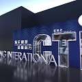 Modern Exhibition Hall Layout Design With Booths Lighting And Display Elements 3d model