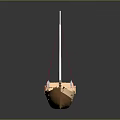 Wooden Model Boat With Open Deck White Mast Red Sail And Brown Hull