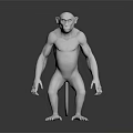 White Monkey Sculpture 3D Modeled With Muscular Build Standing Pose Detailed Carving