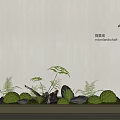 Natural Moss Micro Landscape Design With Ferns Stones And Wooden Base