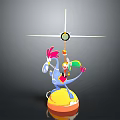 Commercial Equipment Display Model Featuring Blue Cartoon Figure Top Cross Structure And Yellow Orange Base