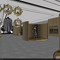 Modern Clothing Store Interior With Hanging Garments Mannequins And Wooden Displays