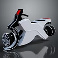 Futuristic White Motorcycle Featuring Black Red Accents Unique Wheels And Sleek Lines