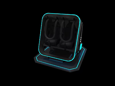 Futuristic VR Gaming Seat With Neon Blue Lights And Double Seats Design 3d model
