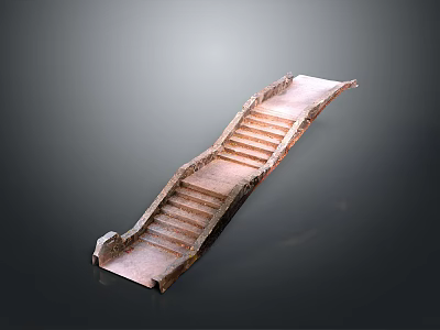 Ancient Stone Bridge Structure With Weathered Steps And Historical Arch Design 3d model