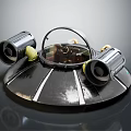 Futuristic Sci Fi Craft With Transparent Dome Dual Engines And Black Base White Stripes