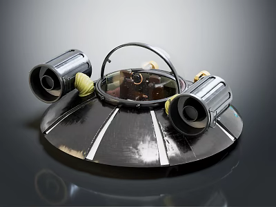 Futuristic Sci Fi Craft With Transparent Dome Dual Engines And Black Base White Stripes 3d model