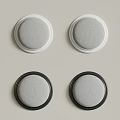 Four Round Headphone Speakers With White And Black Frames And Gray Fabric 3d model