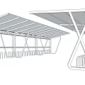 Sturdy Bicycle Parking Canopy Structure With Support Pillars And Racks 3d model