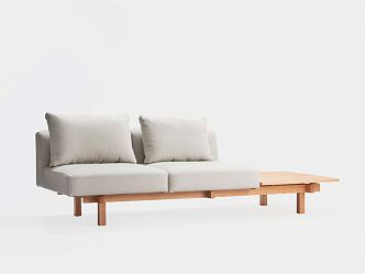 Japanese Double Sofa Solid Wood Sofa 3d model