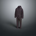 Stylish Dark Colored Casual Two Piece Outfit With Hoodie And Pants
