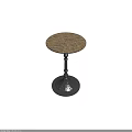 Round Side Table with Marble Top and Elegant Metal Base Design 3d model