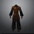3D Character Wearing Traditional Red Gold Outfit With Chinese Dragon Pattern And Black Sleeves