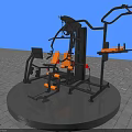 Multi functional Fitness Equipment With Orange Seats Black Frame Digital Display And Circular Platform